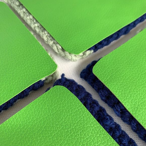 Mug Rugs Coasters Handmade Crochet Navy Blue Green Vinyl Back Set of 4 - Picture 9 of 11